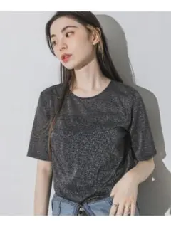 JEANASISラメテンジクシアーSS TEE/ブラック/防シワ速乾