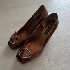 ピンクブラウンのオープントゥパンプスのサムネイル