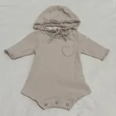 プッパプーポ♡長袖 ロンパース ボンネット付き ワッフル　退院着　60cm