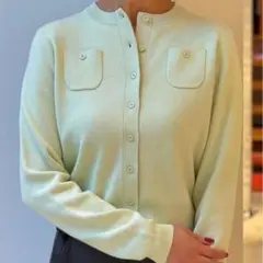 CABaN コットンカシミヤクルーネックカーディガン　ライトグリーン