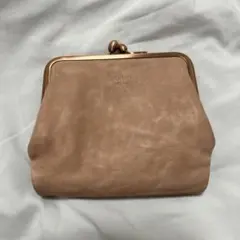 genten ゲンテン　二つ折り　がま口財布　がま口　ピンク　コーラル　革