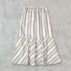 ショコラフィネローブ　未使用タグ付き　ストライプ柄　切替ロングスカート F