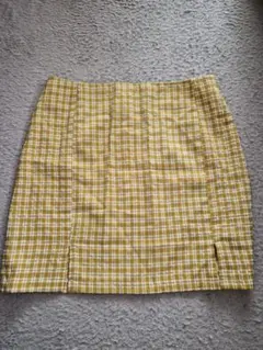 SHEIN イエロー系チェック タイトスカート XS