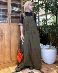 niko and...リメイク風ジャンパースカート コーデュロイ　カーキ　Ｍ