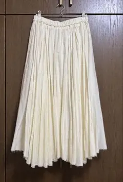 【1回使用】イエナ シルクコットンギャザーサーキュラースカート 38 ナチュラル