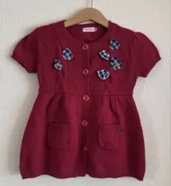 ミキハウス　ニット　カーディガン　110サイズ　赤　リボン