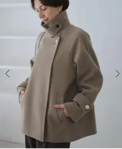 ロペピクニック☆ジャージーメルトンシリーズ 金ボタンミドル丈コート ブラウン