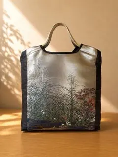 帯リメイク ショルダー トートバッグ 草花柄 - メルカリ