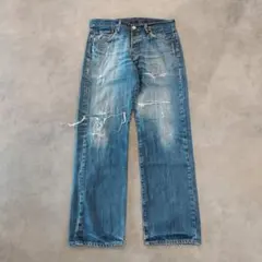 リーバイス501 W33 ヒゲ ハチノス クラッシュ 青 古着 23253