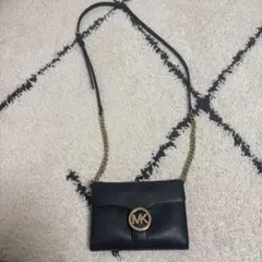 MK 黒 レザー ショルダーバッグ