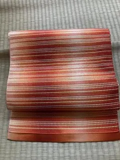 名古屋帯 正絹 茶系 グラデーション 幾何織り 上品モダン