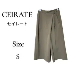 セイレート　カーキ　ワイドハーフパンツ　レディース　タック　Sサイズ　きれいめ