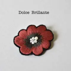 リップレッド ビーズ刺繍 ブローチ ビーズ ビジュー レジン 