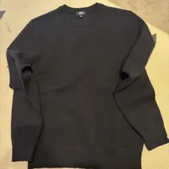 ウォッシャブルミラノリブクルーネックセーター　ブラック　Mサイズ