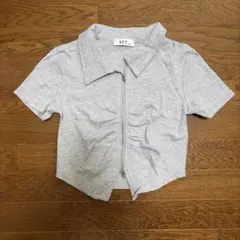 グレー ジップアップ トップス