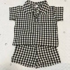 チェック柄 ベビー服 セットアップ　上下セット 90cm 黒　白　しまむら