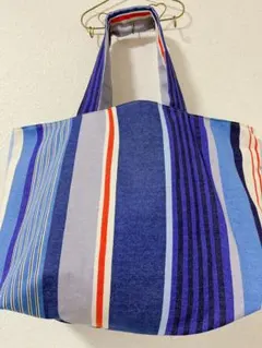 handmade⭐︎ストライプキャンバス生地のビッグトートバッグのサムネイル