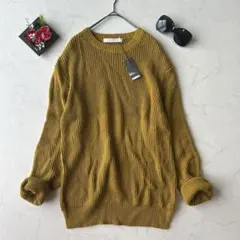 新品タグ付き✨️ エストネーション 畔編み クルーネック ニット マスタードのサムネイル