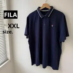 【FILA・フィラ】 ゴルフ半袖ポロシャツ・ロゴ刺繍 ・襟ライン◇XXLサイズ