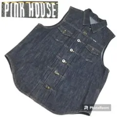 【美品】PINK HOUSE ピンクハウス ベスト デニム ブラック 綿100%