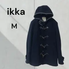 イッカ 定番　ダッフルコート フード付き ウール混 M ネイビー　シンプル