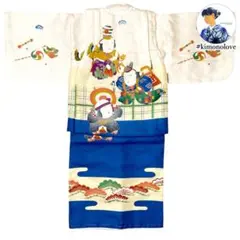 お宮参り 男児 一つ身 着物 綿入りでんちセット 歌舞伎 A-2785