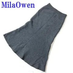 ミラオーウェン ロングニットカート 裾フレアー グレー 0 C4950