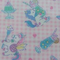 ピンクチェック×スイーツゆめかわ ユニコーン柄 バニラポップ オックス