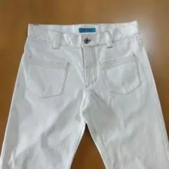 HAMNETT ホワイト 綿ピケ　ストレートデニム　メンズS　ステッチデザインのサムネイル