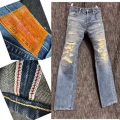 LEVI'S 502 ハードダメージ加工　デニム　ジーンズ　インディゴ　YKK
