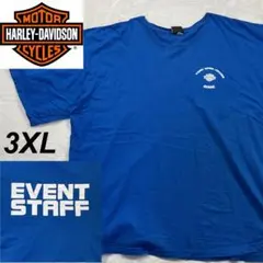 HARLEY-DAVIDSON バイクウェアTシャツ　プリント　ブルー　3XL