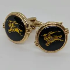美品◎ BURBERRY バーバリー カフス ホースロゴ ゴールド