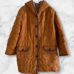 レディース 大きいサイズ 3L アウター オレンジ フード付き キルトコート