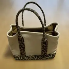 ヒョウ柄トートバッグ ベージュ キャンバス