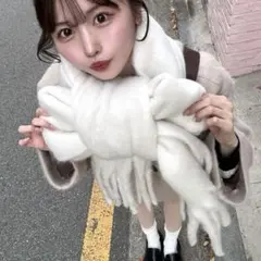 GRL 起毛フェイクウールフリンジボリュームマフラー fo1250 アイボリーのサムネイル