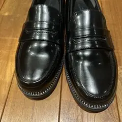 美品ユナイテッドアローズ黒ローファー ラインストーンスタッズLサイズ