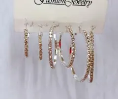 オシャレなシルバーフープピアス3個セット