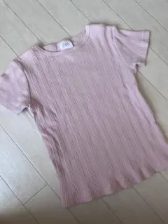 ZARA ピンク リブ編み Tシャツ サイズ6