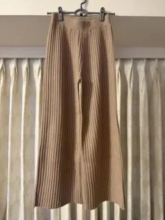 ベージュ 編み ワイドパンツ　タグ付き