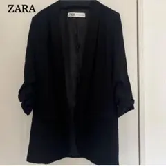 ザラ ロールアップスリーブ テーラードジャケット ZARA ギャザースリーブ S
