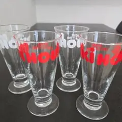 ミキハウス　miki house ロゴ入りグラス 4個セット（赤・白）