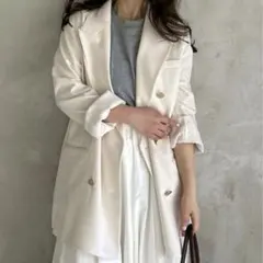 25SS✨MilaOwen金釦ダブルブレストロングブレザー アイボリー