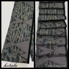 お買い得❇️アンティーク・着物 半幅 紬 生地 1枚（17×94㎝）絹 上質 竹