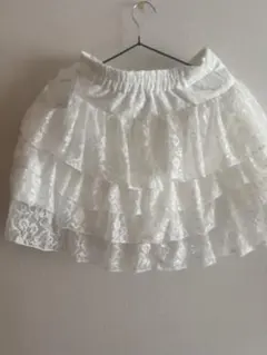 ホワイト レース フリル ミニスカート