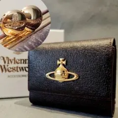 ヴィヴィアン 三つ折り財布 レザー がま口 ゴールドオーブ ウォレット ブラウン
