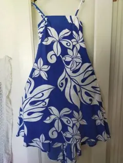 フラダンス用青白花柄ドレス