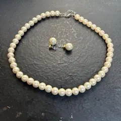 や*の様 コットンパール ネックレスとイヤリングセット