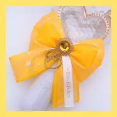 キンブレリボン ペンライトリボン 文字入れオーダー 星柄チュール 黄色 ★