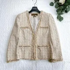 ボールジィ トゥモローランド ツイード ノーカラー ジャケット シルク混