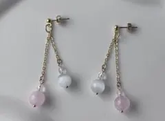 猫目石ビーズハンドメイド ピアス/イヤリング
